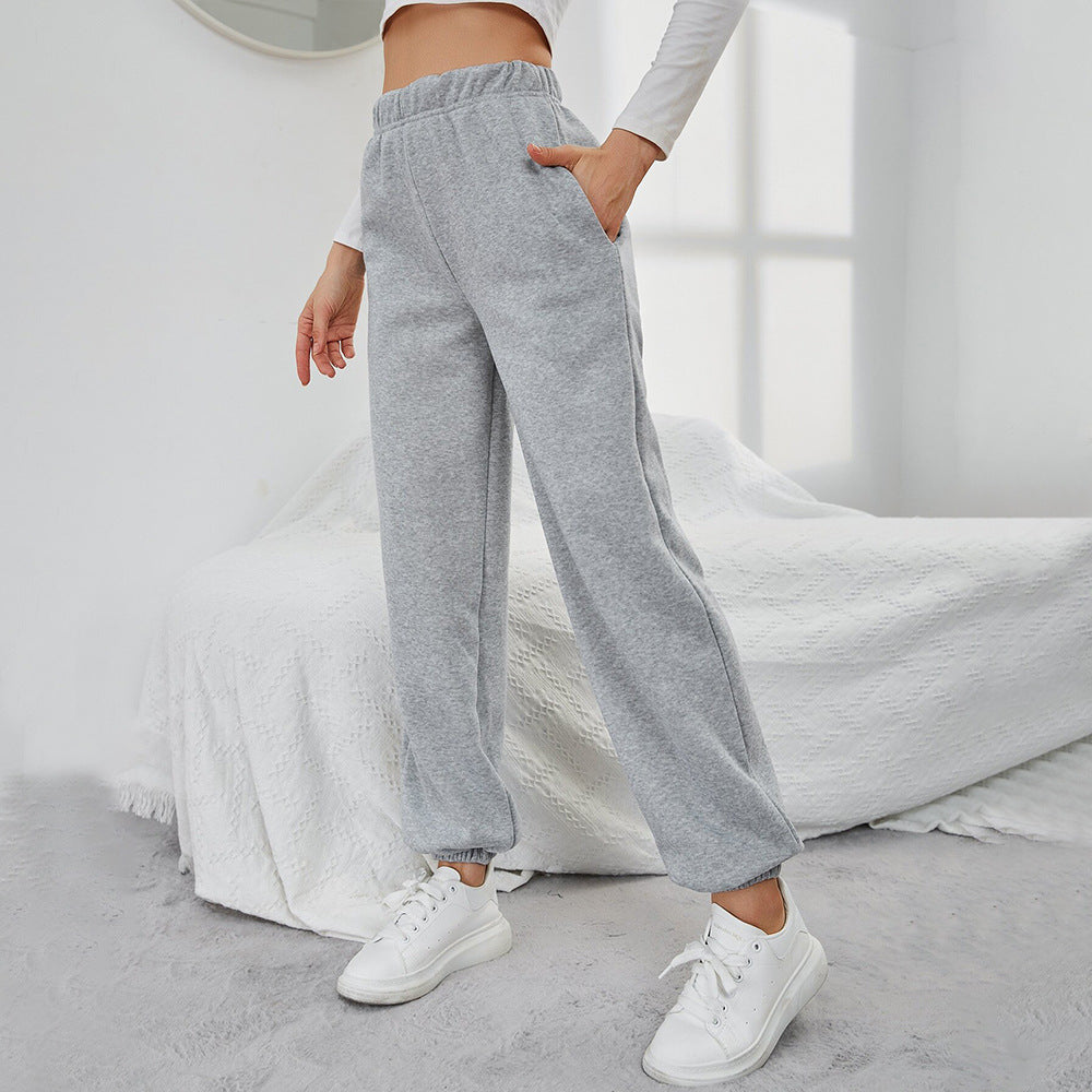 Simple Straight Casual Pants High Top Sports Fleece-lined Trousers Fleece Era
