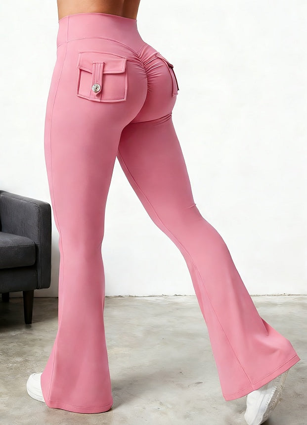 Yoga Fitness Flared Pants With Pockets Ins Fashion Slim High Waist Sports Trousers  Scrunch Butt Booty Workout Lifting Leggings Fleece Era