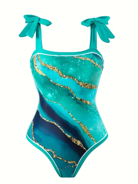 New Swimsuit With Premium Print, One-Piece Casual Two-Piece Set, Sexy Bikini Fleece Era