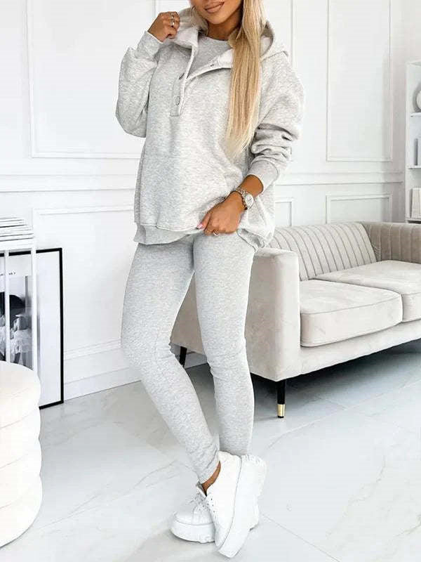 Women's Solid Color Vest Hoodie And Pants Set Fleece Era